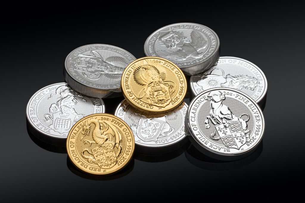 gouden en zilveren munten